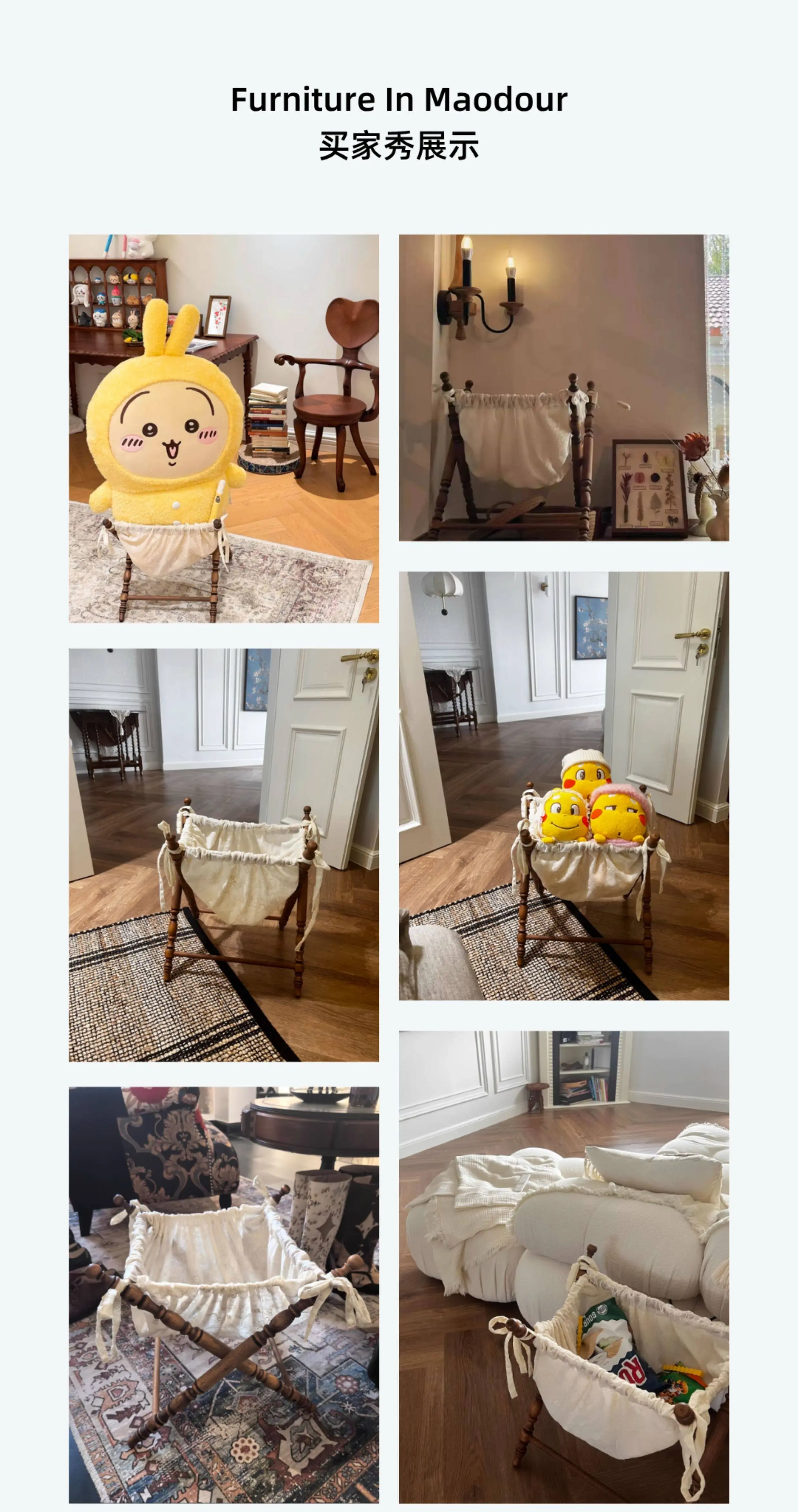 wooden storage basket for pet toys in a customer's home - Vintage French Fabric Pet Storage Hamper